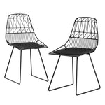 Gardeon 2PC Outdoor Dining Chairs Steel Lounge Chair Patio Garden Furniture ODF-CHAIR-ST8001-2X-BK