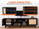 Rattan TV Stand for 75in TV, Boho TV Stand with Rattan Door, Entertainment Center with Build-in V952-TBDSJ66INCHEQ0NLRV3