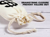 48 Pcs Canvas Money Bags Bulk with Drawstring Dollar Sign Sacks Pouch 4.3 x 7.1 Inch Cash Coin Props V1259-DP01-A-5584
