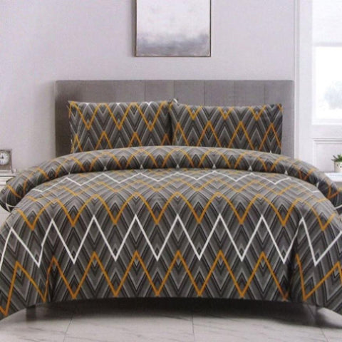 Artex Hayden Orange Quilt Cover Set Geometric Pattern Reversible Printed Microfiber Polyester King V442-ATX-QUILTCS-HAYDEN-ORANGE-KI