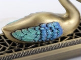 Swan Lake Double-Layer Incense Burner, Dual-Purpose Design, Deep Blue-Gold Swan, Auspicious Tea & V1232-TRHXL001