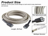 2pcs 25-Foot Pressure Washer High Pressure Hose, Replacement for, for Pressure Washers V1366-AZ2-W-14652