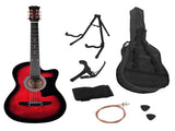 Karrera 38in Pro Cutaway Acoustic Guitar with Carry Bag - Red Burst CC38-PRO-SRD