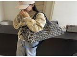 Dark Blue Stylish Geometric Pattern Travel Duffel - Large Capacity Lightweight Weekender & Gym V888-ELOSUNG27485