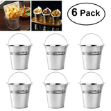 Plated Silver Tinplate Ice Storage Bucket Portable for Bar and Cafe 6Pcs V1370-AZ4-08956