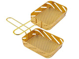 2Pcs Metal Fry Basket with Handle Golden Color Strainer for French Fries V1369-AZ3-W-09041