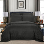 1000TC Ultra Soft Striped King Size Charcoal Duvet Quilt Cover Set V493-NK-11