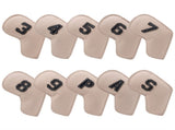 Beige Golf Iron Head Covers Set of 10 - Waterproof PU Leather Club Protectors with Embroidered V888-ELOSUNG23722