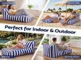 Artiss Outdoor Bag Chair with Filler Splash-Proofbag Lounge DIY Stuffed Animal Storage BD-LOUNGE-BLWH-4FILLER