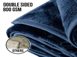 Laura Hill 800-GSM Mink Blanket Queen Size Double-Sided Soft Plush Bed Faux Throw Rug Navy Blue MNKHV-NY