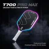 T700 Carbon Fiber Pickleball Paddle 16mm Core Lightweight Single Paddle with Polymer Honeycomb V1232-PKQPP004