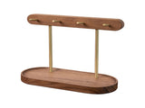 Modern Walnut Wood Key Holder with Brass Hooks Desktop Organizer for Keys, Jewelry, Watches, and V1107-CS-HTMBJZWJ