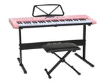 Alpha 61 Keys Electronic Piano Keyboard Digital Electric w/ Stand Stool Pink EK-KL-97-PK-H-B01
