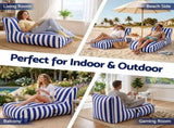 Artiss Outdoor Bean Bag Chair Cover Splash-Proof Beanbag Lounge Sofacover Stuffed Animal BD-COVER-LOUNGE-BLWH