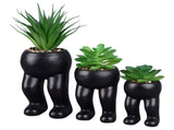 3PCS Artificial Succulent Plants in Ceramic Pots Modern Cute Human Shaped Decorative Fake Succulents V1294-YM0901-3115240022311