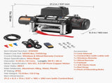 Electric Winch, 5400 kg Load Capacity, 12V DC Truck Winch with 9.1 mm x 26 m Steel Rope, Wireless & V952-GSSDDJP12000FOZ31001V9