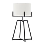 Modern Scandi Metal Dimmable Table Desk Lamp Light w/ Linen Shade - Matte Black V563-75182