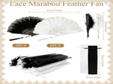 12 Sets Marabou Feather Fan Bulk 20s Folding Fan Wedding Party Favor Lace Vintage Embroidered V1258-DP02-C-2277