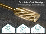 10Pc Titanium Gold Carbide Burr Set 1/4" Hex Quick Change Shank Die Grinding Bit V465-86624