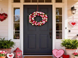 24 Inch Spring Valentine Tulip Wreath for Front Door, Pink White Tulip Floral Wreaths Door Decor for V1258-DP02-C-2681