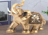Golden Elegant Statue Figurine with Trunk Facing Upwards Collectible Wealth Home Decor V1294-YM0901-JY23398-02