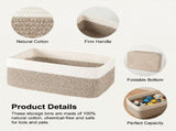 4-Pack Cotton Rope Storage Baskets, Rectangle Baskets with Handles, Nursery & Bathroom Organizer V1366-AZ2-W-18241