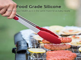 600F Heat Resistant 7/9/12 inches Silicone Cooking Tongs with Non Stick Rubber Tips and V1258-DP02-C-379