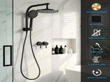 Cefito 9'' Rain Shower Head Set Handheld Round High Pressure Twins Tap Chrome SHOWER-A1-RO-9-BK-TAP-RO