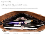 Black Vintage Soft PU Leather Tote Bag Large Capacity Multi-Pocket Handbag Convertible Shoulder V888-ELOSUNG46376
