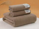 3-Piece Khaki 100% Pure Combed Towel & Bath Towel Set - Ultra Soft & Highly Absorbent Air V888-ELOSUNG55379