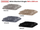 350gsm Soft Plain Faux Mink Blanket Single / King Single 160x220 cm Latte V442-YTL-BLANKET-PLAIN-LATTE-SB