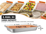 4 Pack Hotel Pan 3.7" Deep Steam Table Pan Full Size with Lid 20.8"L x 13"W Hotel Pan 22 Gauge V952-CP20X12X4YCTZ4001V0