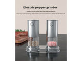 Mini Electric Salt and Pepper Grinder Set with Base, USB Rechargeable, Small Automatic Salt Pepper V1366-AZ2-W-02042