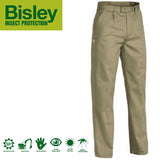 Bisley Mens Insect Protection Drill Work Pants Trousers - Khaki - 82cm V563-VRP6007-KHA-82