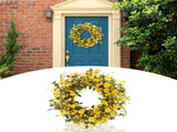 20 Inch Artificial Yellow Wreath Silk Floral Spring Summer Garland For Front Door Window Wall Porch V1192-AZ-W-27958