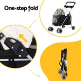 i.Pet Pet Stroller Pram Dog Cat Carrier Cage Large Travel Pushchair Foldable 4 Wheels PET-STROLLER-92-BW