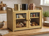 Toque Bread Bin 2 Tier Bamboo Bread Box Kitchen Counter Storage Container 20L KT1069-NT-AU