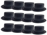 12x GLITTER TOP HAT Fancy Party Plastic Costume Tall Cap Fun Dress Up BULK - Black V563-12GLTRTOPHAT-BLK