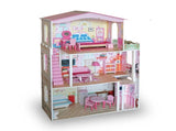 Large Wooden Dolls Doll House 3 Level Kids Pretend Play Toys Full Furniture V610-DOLHOU-TX1052