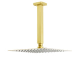 Brushed Gold Square 10" Rainfall Shower Head 30cm Ceiling Dropper Extension Arm Set V1233-A502300GKSS110G