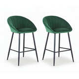 Artiss 2x Bar Stools Kitchen Dining Chair Counter Stool Tub Velvet Metal Green BA-K-1074-GNX2