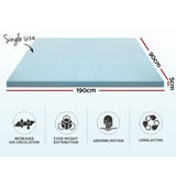Giselle Bedding Memory Foam Mattress Topper Cool Gel 5cm Single MATTRESS-TOP-C-GEL-5-S
