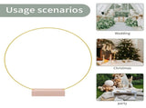 12in Metal Wreath Frame Floral Hoop Centerpiece with Wooden Stand DIY Wedding Floral Decoration V1294-YM0703-230711SM03-1