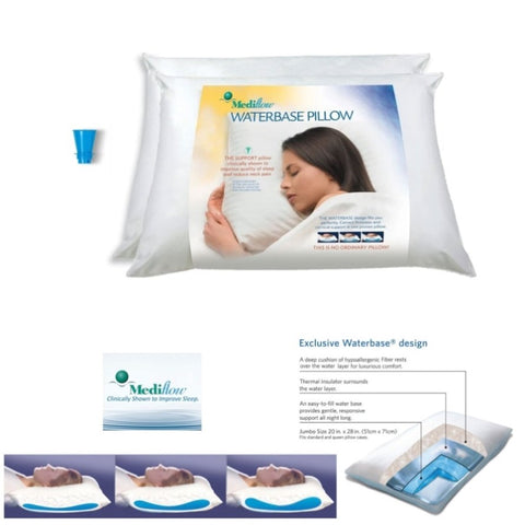 Mediflow Twin Pack Adjustable Waterbase Pillows V442-ABR-PILLOW-WATERBASETWIN-WHITE-ST