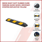 90cm Heavy Duty Rubber Curb Parking Guide Wheel Driveway Stopper Reflective Yellow V63-826021