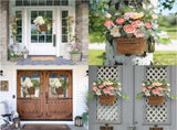 Pink Berry Wildflower Hanger Basket Wreath, Hanging Wildflowers Basket Wreath for Front V1192-AZ-W-17228