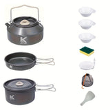 Portable & Foldable Outdoor Cookware Set - Lightweight Camping Pot, Pan, Kettle & Tableware for V888-ELOSUNG42438