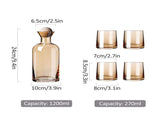 Bedside Glass Pitcher Set 4 Cups Lid 1200ml Capacity Drinking Glasses for Nightstand Colorful V1294-YM0716-230103YF11-4