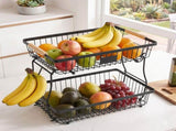5-Star Chef 2 Tier Fruit Basket Bowl Detachable Kitchen Food Storage Stand FB-STEEL-2L-BK