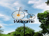 Garden Windmill Rustic Iron Stake Flower Windmill Welcome Yard Sign Decorations for Outside Patio V1294-YM0901-3111240161111